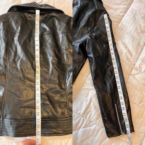 NWT Vince Camuto Asymmetric Zip Faux Leather Moto Jacket L Black - Picture 14 of 15